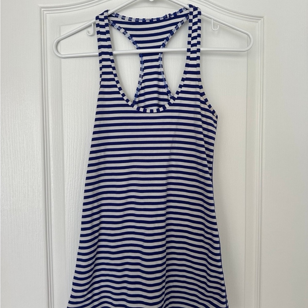 Lululemon Striped Blue and White Tank Top